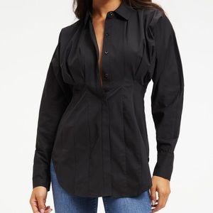 NWT Good American Black Dart Poplin Collared Dress Shirt - Size 6 / 3x